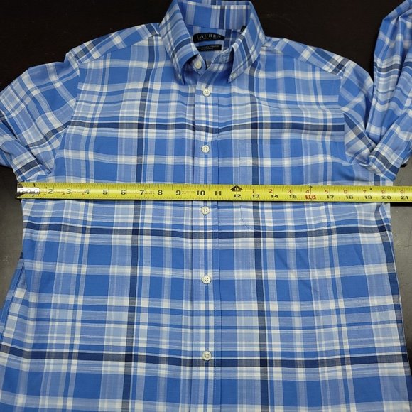 Ralph Lauren Mens S Shirt Black Label Button Down Blue Plaid Soft Washed Stretch - Picture 9 of 11